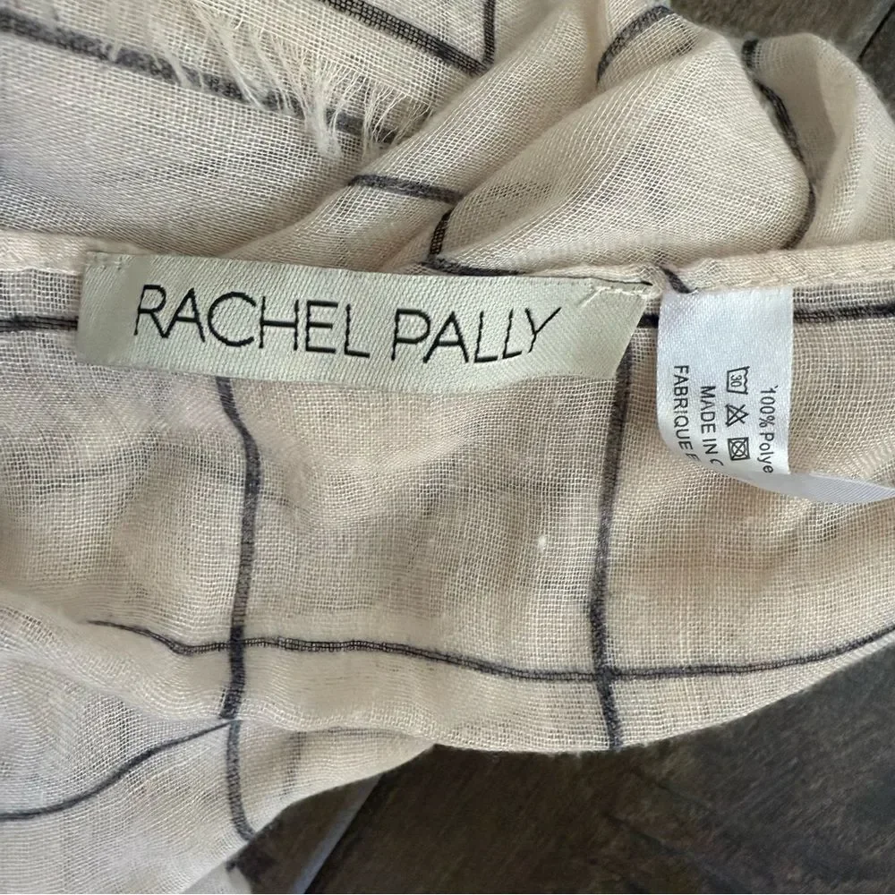 Rachel Pally Scarf Cream and Black Grid Print Neutral Colors Women’s